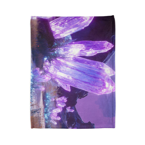 Neon Crystals Blooming in Wasteland Plush Fleece Throw Blanket