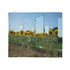 Sunflower Field with Floating Mirrors — Plush Fleece Throw Blanket — Draped Over Sofa & Bed Lifestyle View