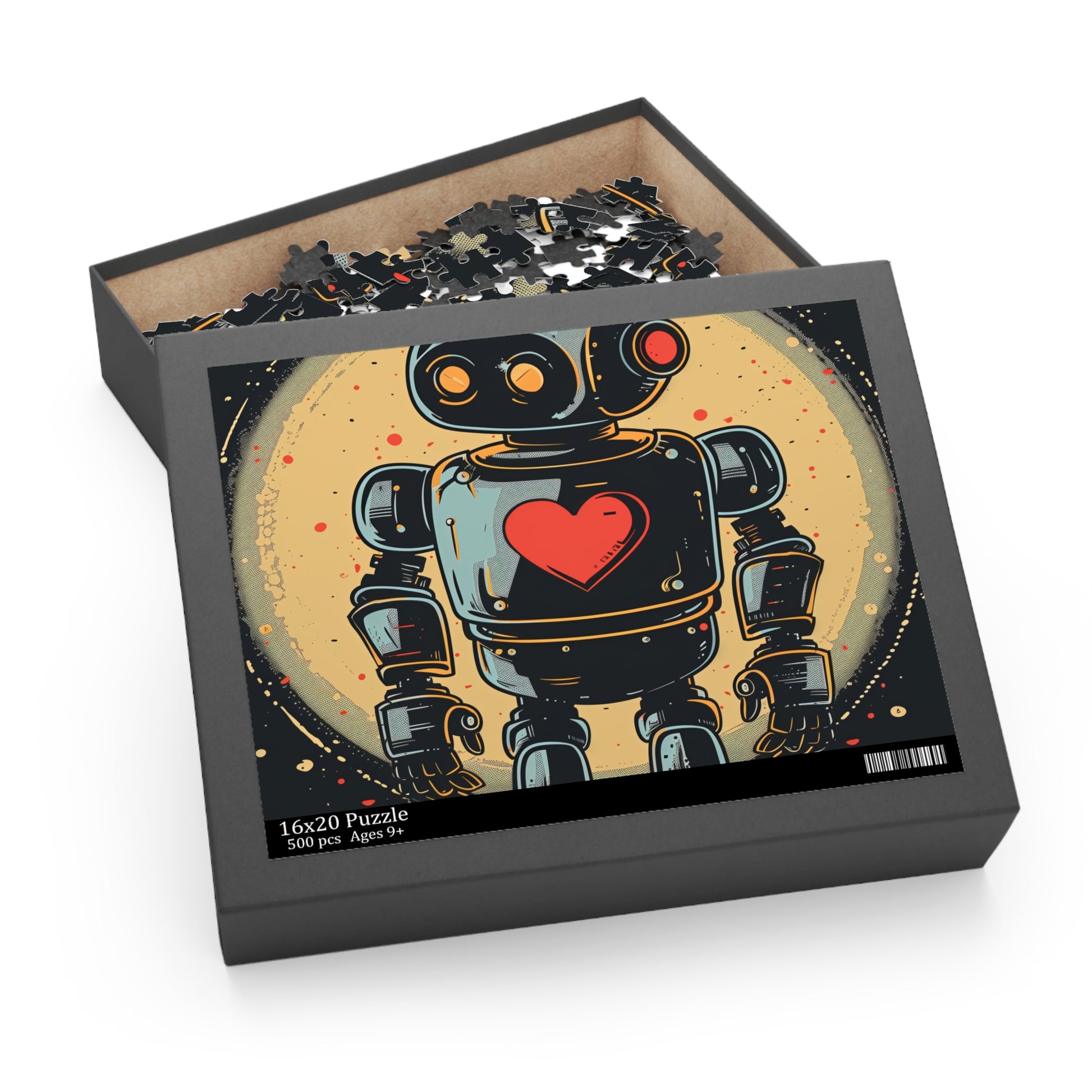 Vintage Robot Love Puzzle - Retro robot jigsaw with heart symbol. Perfect for collectors and puzzle enthusiasts.