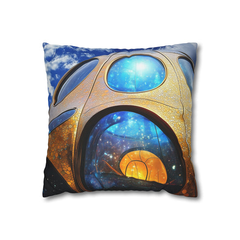 Solar Cathedral Floating in Orbit — 40×40 Cushion Cover — Front 40×40 cm Square Cushion View