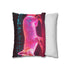 Neon Fox Chasing Light Trails — 40×40 Cushion Cover — Soft Brushed Fabric Texture Close-Up