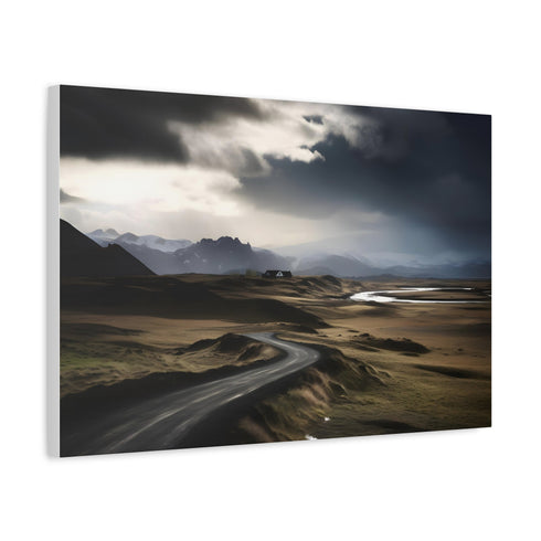 Iceland Ring Road Dramatic Mountain Horizon Stretched Canvas Wall Art - View 3 | Prints With Passion