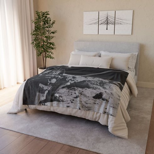 Robot Samurai on Lunar Battlefield — Plush Fleece Throw Blanket — Product Detail View 9