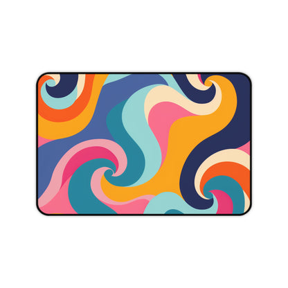 "Retro Waves Desk Mat - Vibrant seamless pattern for retro flair in office decor"