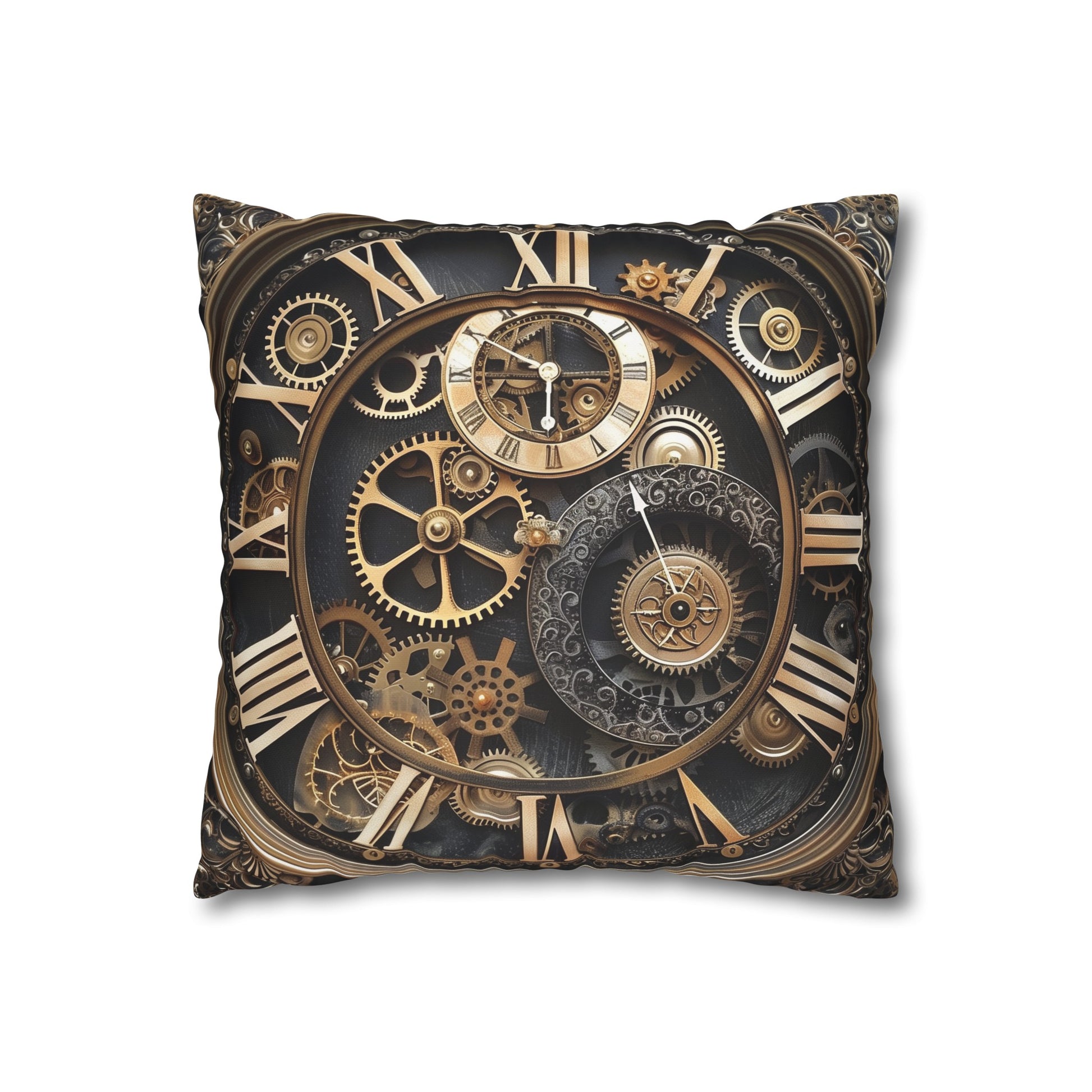 "Clockwork Dreams Pillowcase: Steampunk-inspired design with exposed gears, perfect for stylish and cozy sleep. Ideal gift for all seasons. Buy now!"