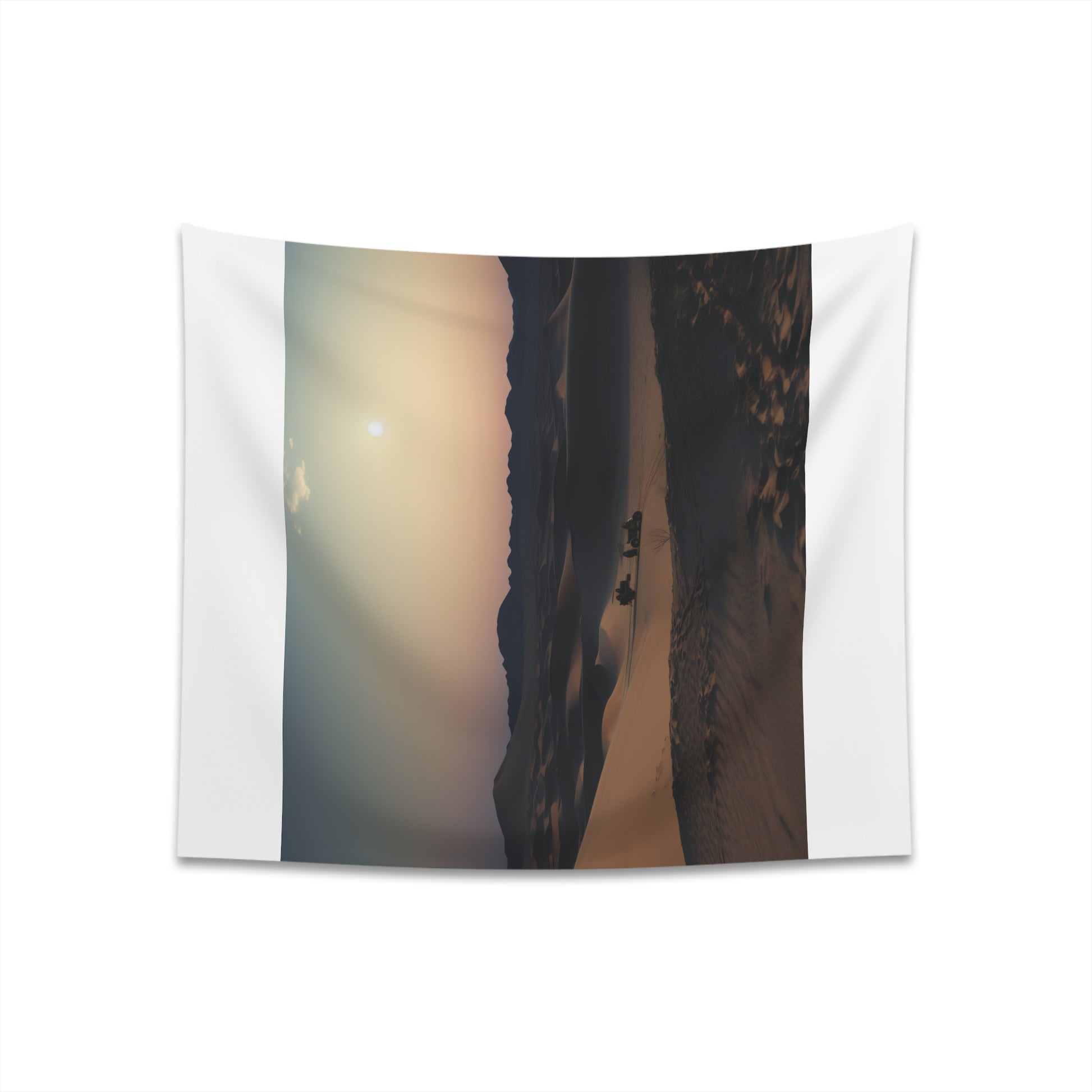 Moonlit Desert Tapestry: Serene Oasis of Sand Dunes Under Full Moon Glow