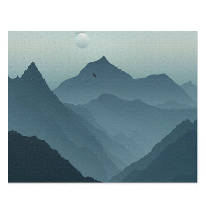 Mountain Escape Jigsaw Puzzle - Relaxing minimalist landscape with serene colors and clean lines, perfect for puzzle enthusiasts.