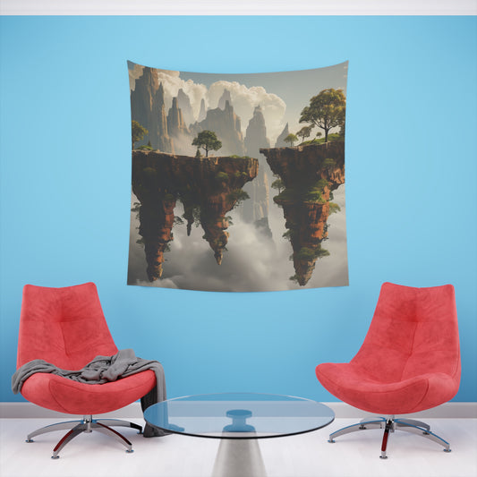 Floating Worlds: A Surreal Landscape Tapestry | Wall Tapestry | All Over Print, AOP, Decor, Halloween, Home & Living, Home Decor, Indoor, Spring Essentials, Sublimation, Tapestry | Prints with Passion