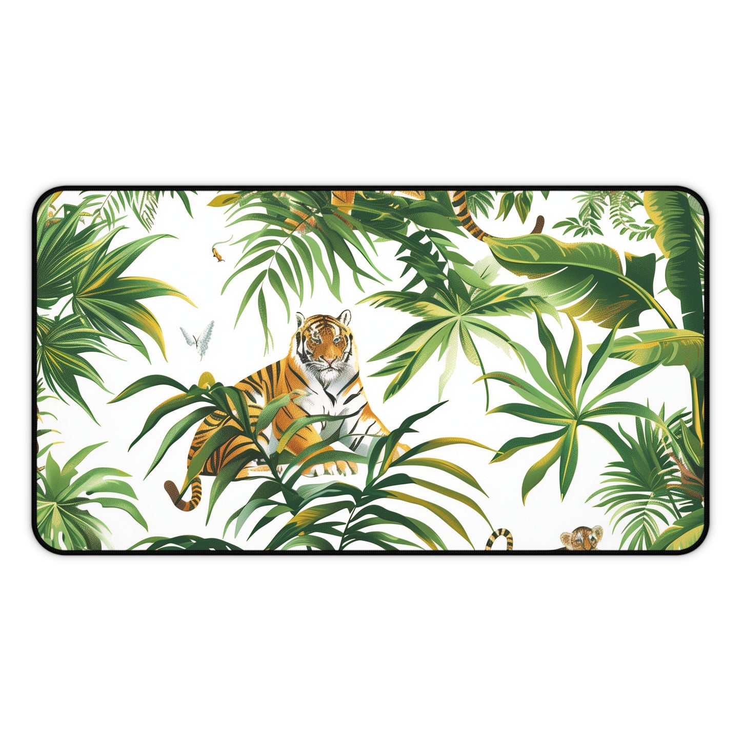 "Safari Tiger Desk Mat - Transform your workspace with majestic tiger pattern, adding adventure to your day"