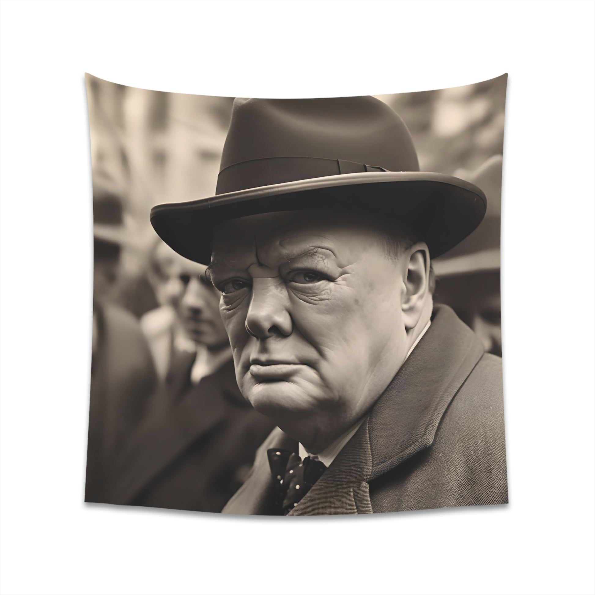 Winston Churchill: A Tapestry of London's Resilience During World War II | Wall Tapestry | All Over Print, AOP, Decor, Halloween, Home & Living, Home Decor, Indoor, Spring Essentials, Sublimation, Tapestry | Prints with Passion