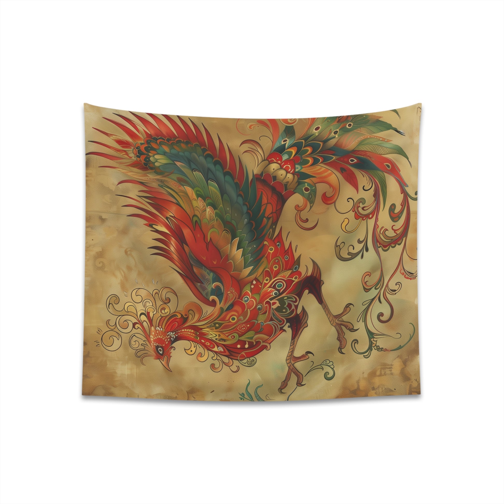 "Unique Phoenix Tapestry - High-Quality Rebirth Symbol Artwork - Perfect Gift - Available in Two Sizes - Shop Now!"