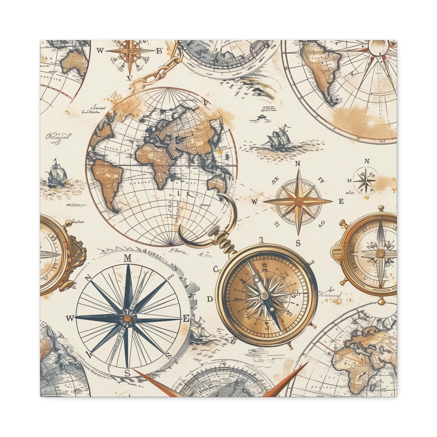 Vintage Maps Seamless Canvas Print