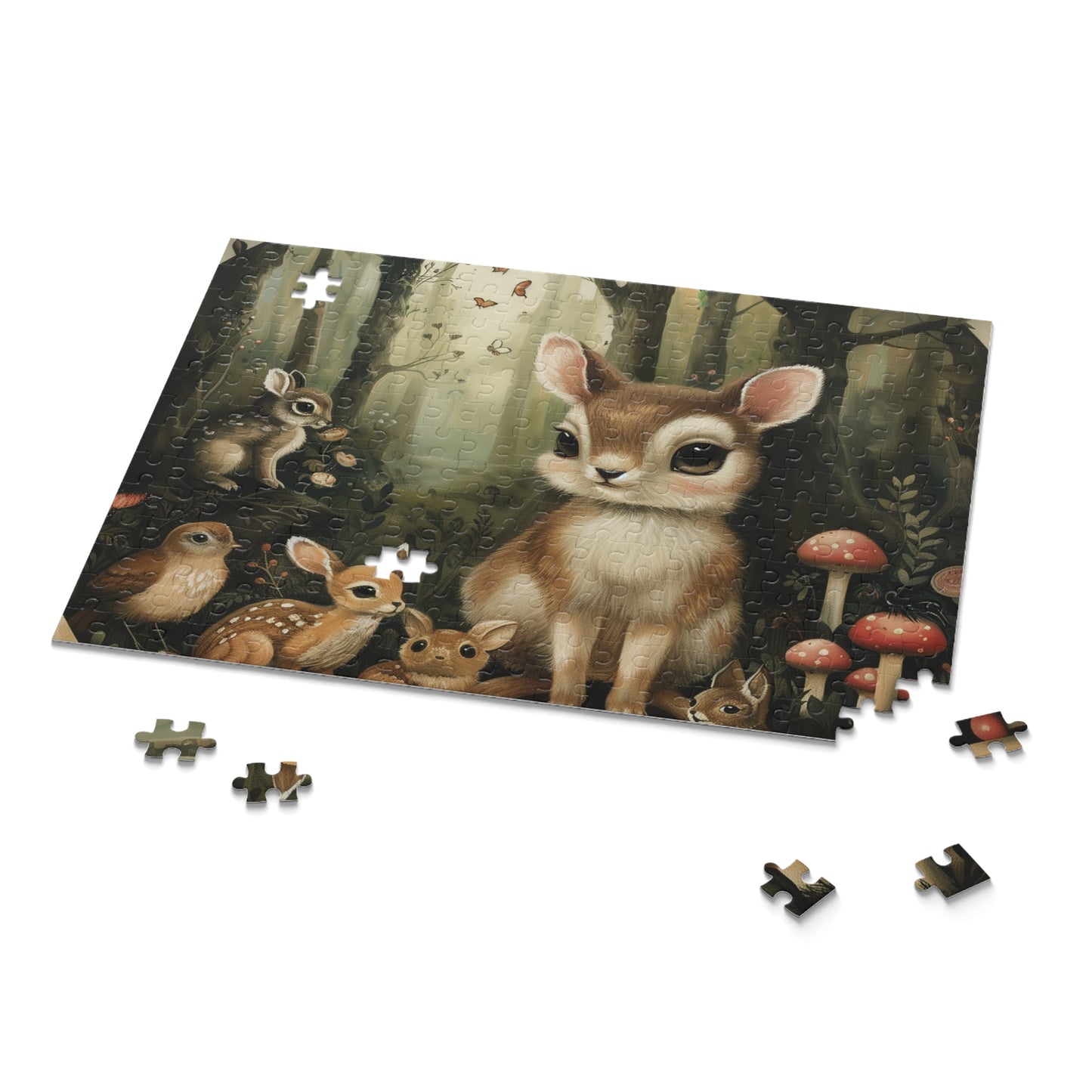 Woodland Creatures Jigsaw Puzzle - Charming wildlife illustrations in natural habitat, challenging and delightful.