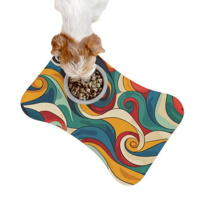 Retro Waves Pet Feeding Mat: Vibrant and Stylish!