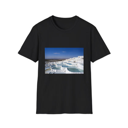 Thermal Tapestry Woven by Nature | T-Shirt | Mineral Rich Waters, Natural Wonders, Pamukkale Turkey, Spring Water, Sunny Vibes, Thermal Waters, Travel Adventures, Turkey Tourism, White Terraced Pools | Prints with Passion