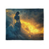 Dream Weaver Creating World from Light — Plush Fleece Throw Blanket — Draped Over Sofa & Bed Lifestyle View