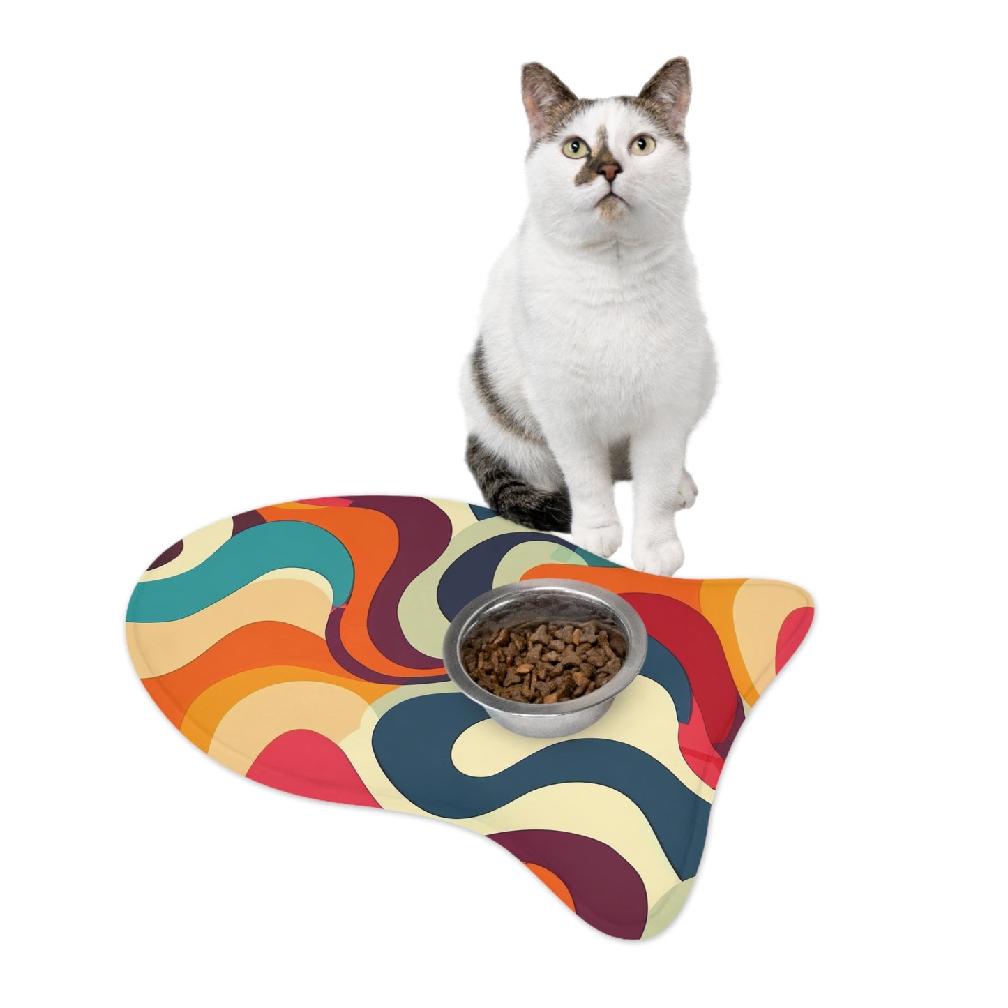 Retro Waves Pet Feeding Mat: Vibrant, Stylish & Functional