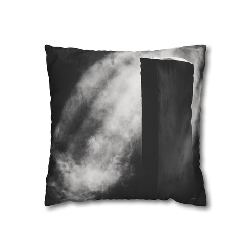 Echoes of Light Around Temple Monolith (Edition II) — 40×40 Cushion Cover — Front 40×40 cm Square Cushion View