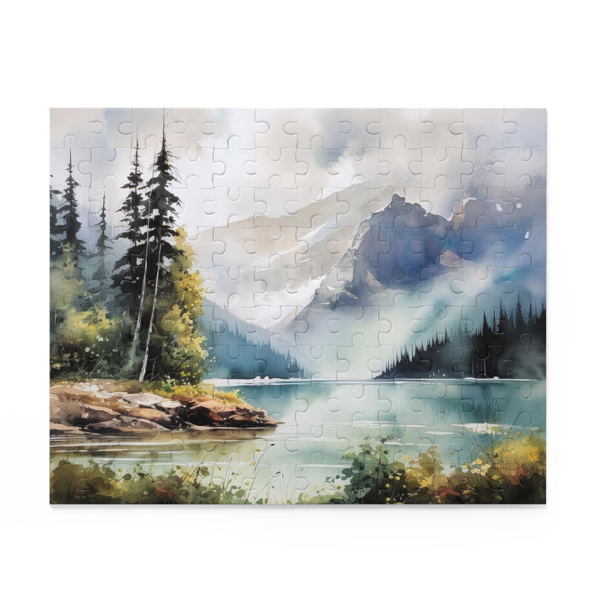 "Wilderness Lake Forest Puzzle - Serene nature jigsaw for relaxation and fun"