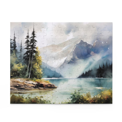 "Wilderness Lake Forest Puzzle - Serene nature jigsaw for relaxation and fun"