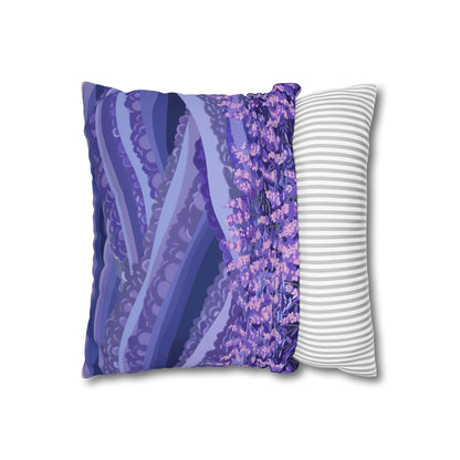 "Serene Lavender Fields Pillow Case - Dreamland-inspired design with vibrant flowers for bedroom décor"