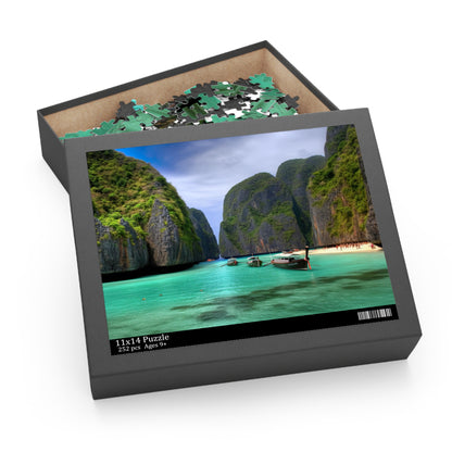 "Thai Paradise Jigsaw Puzzle - Piece together the beauty of Koh Phi Phi Lagoon for a relaxing and unwinding experience"