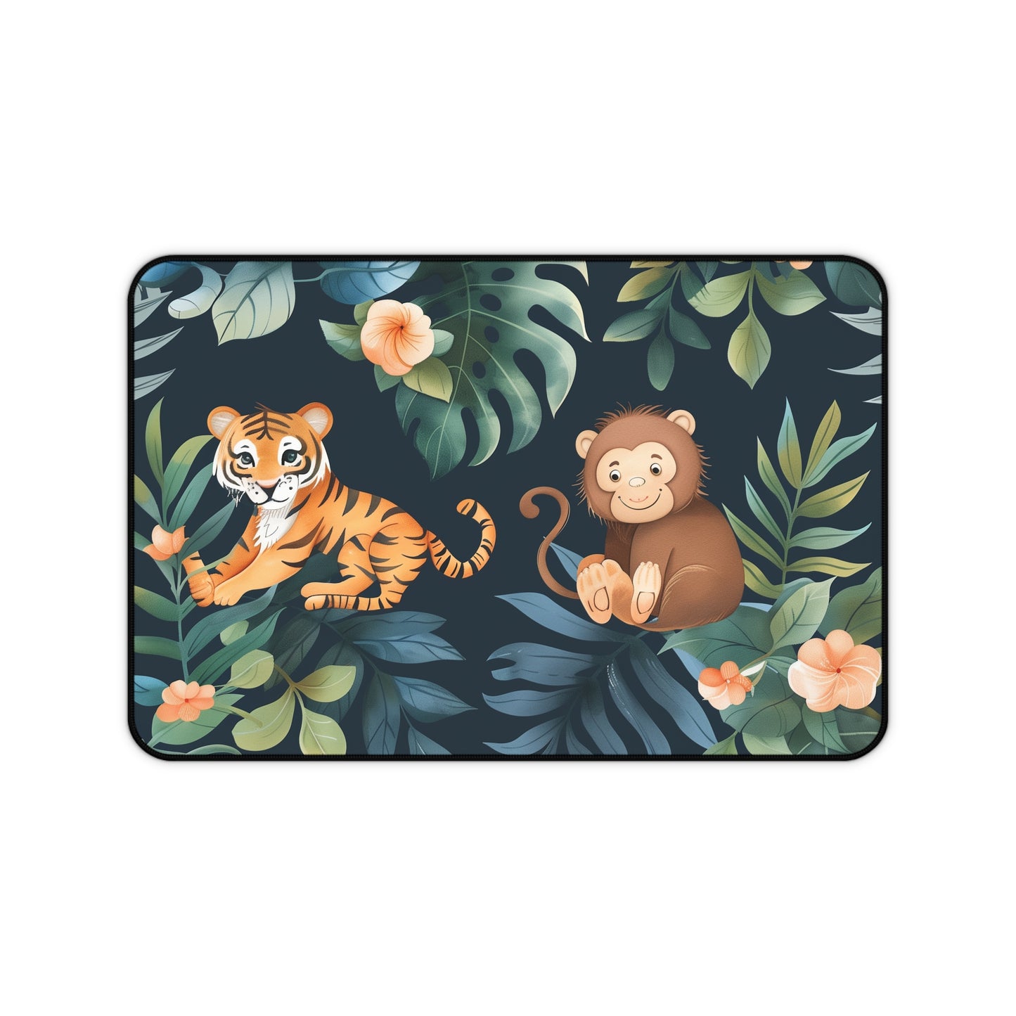 "Transform your workspace with our Tiger Jungle Desk Mat - Jungle Safari design with majestic tigers in lush greenery. Revitalize your desk decor now!"