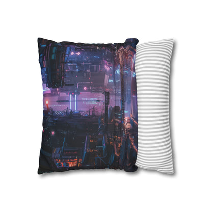 "Escape to a Cyberpunk City Lights Pillowcase - High-Quality Material, Stylish Design, Perfect Gift for Urban Enthusiasts"