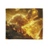 Golem of Glass & Gold Rising from Earth — Plush Fleece Throw Blanket — Draped Over Sofa & Bed Lifestyle View