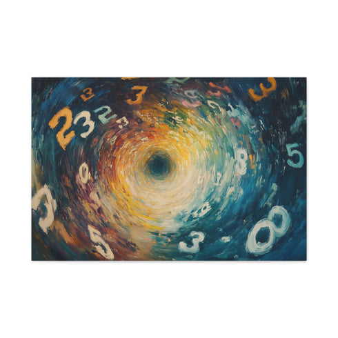 Time Vortex with Melting Numbers — Canvas Wall Art — Living Room Wall Lifestyle View