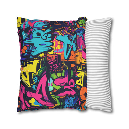 Neon Graffiti Pillow Case - Bold urban design in vibrant neon colors, adds a pop of style to your decor.