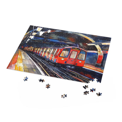 London Underground Watercolor Puzzle - Engaging jigsaw puzzle of iconic city maze underground.