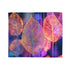 Dreamscape with Levitating Neon Leaves — Plush Fleece Throw Blanket — Draped Over Sofa & Bed Lifestyle View