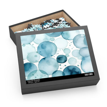 "Mesmerizing Ice Blue Eyes Jigsaw Puzzle - captivating watercolor eye pattern for hours of entertainment"