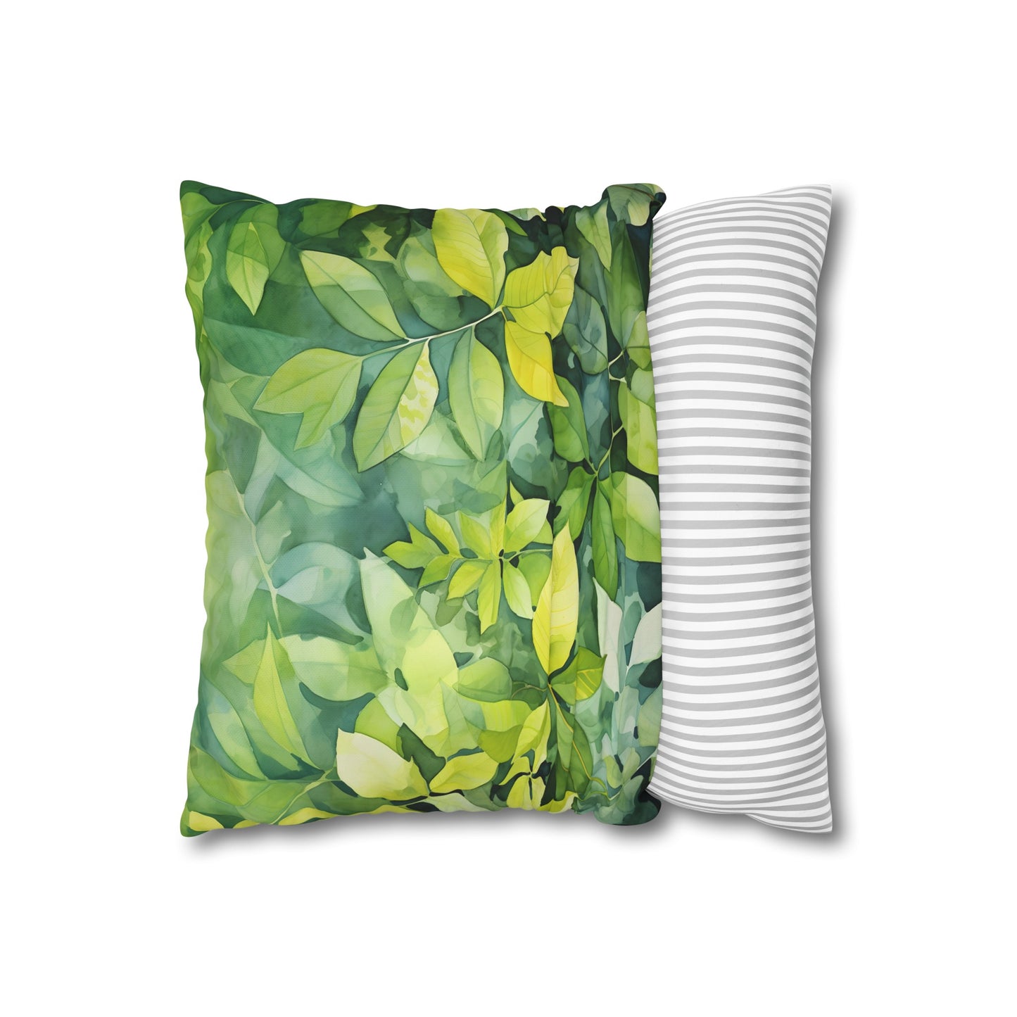 "Watercolor Summer Foliage Pillowcase - Serene and stylish sleep with vibrant foliage design"