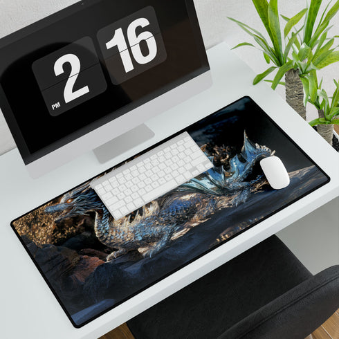 Glass Canyon Refracting Light Dragons — XL & XXL Desk Mat — 3mm Non-Slip Natural Rubber Base Detail