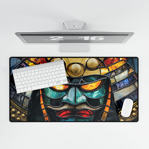 Stained Glass Samurai Mask — XL & XXL Desk Mat — Product Detail View 5
