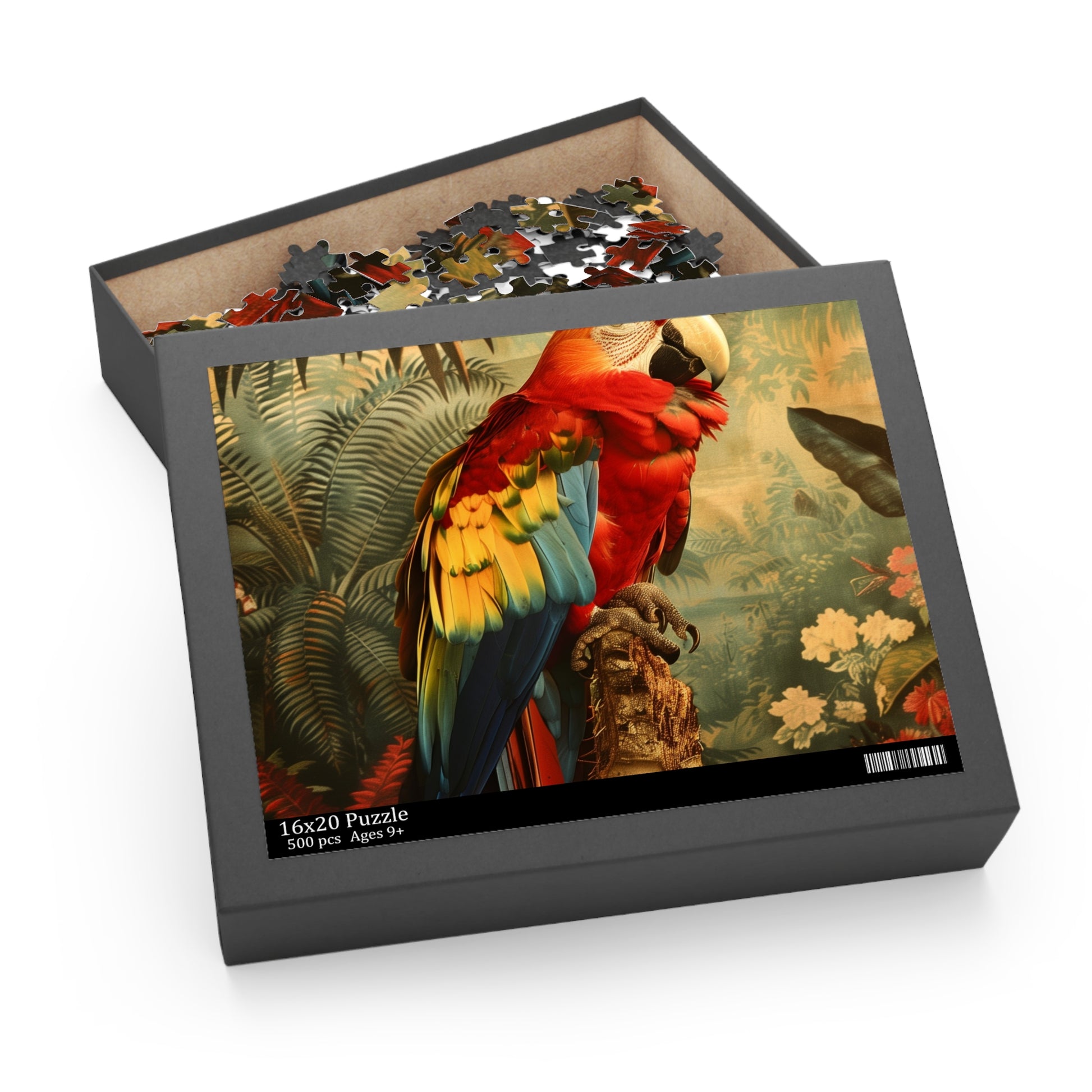 Colorful Parrot Paradise jigsaw puzzle with lush tropical setting, perfect for bird lovers.