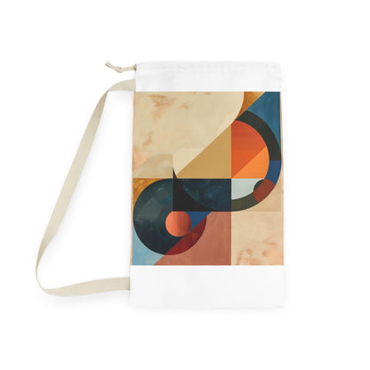 Abstract geometric shapes laundry bag in modern design, perfect for stylish laundry days.