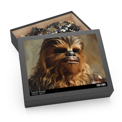 "Chewbacca Star Wars jigsaw puzzle with intricate artwork for galactic puzzle enthusiasts"