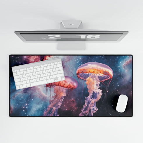 Space Jellyfish Swimming Through Nebula — XL & XXL Desk Mat — Product Detail View 5