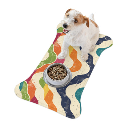 Retro Wave Pet Feeding Mat: Vibrant, Seamless, Stylish