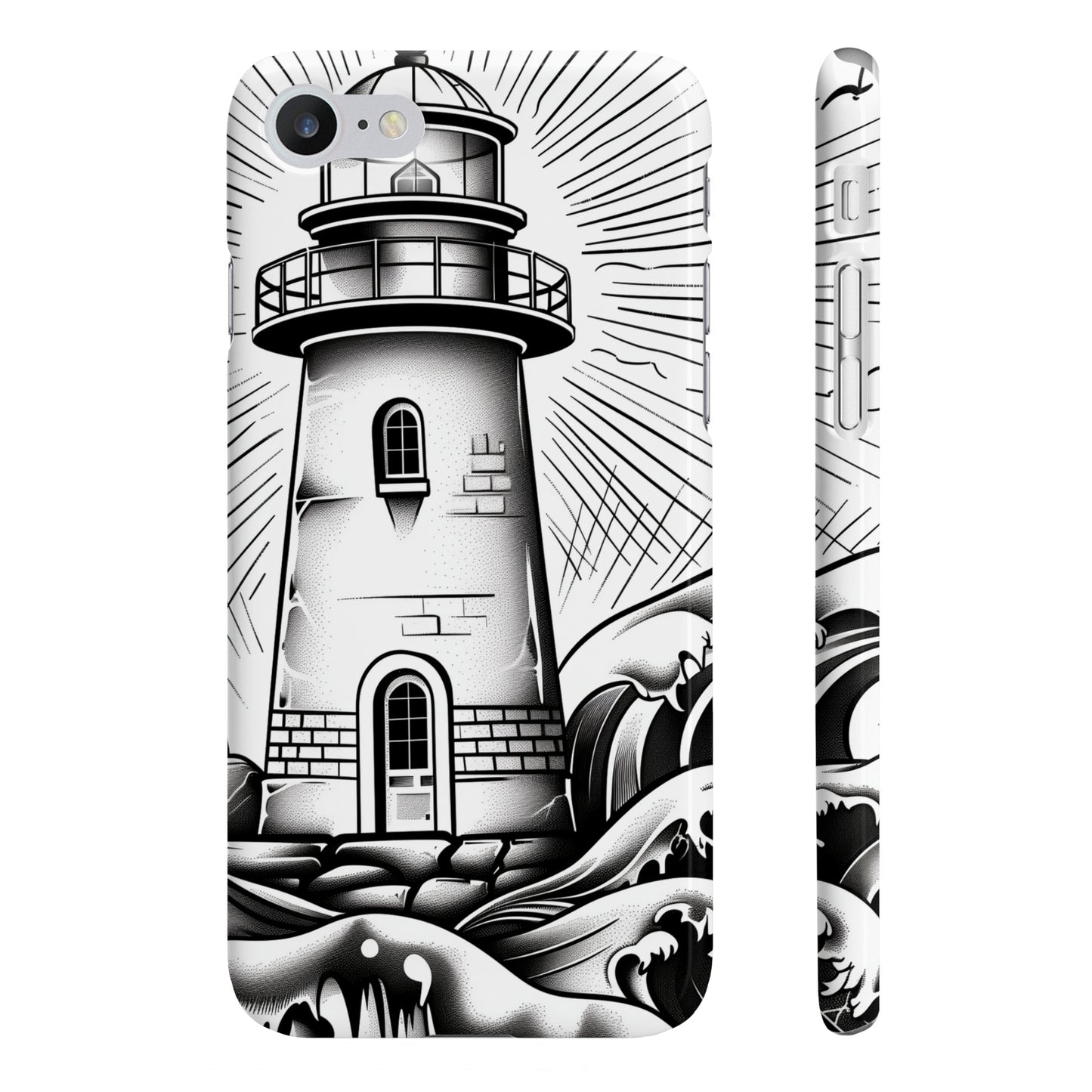 Coastal Charm:Hand-Drawn Lighthouse Phone Case