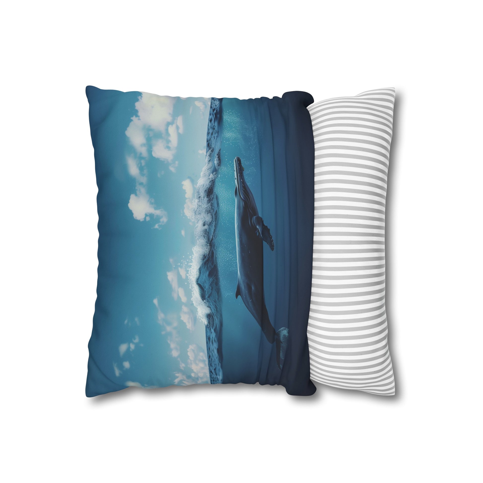 "Ocean Wanderer Whale Pillowcase - Tranquil ocean-inspired design, high-quality material, perfect for all seasons. Makes a great gift. Shop now!"