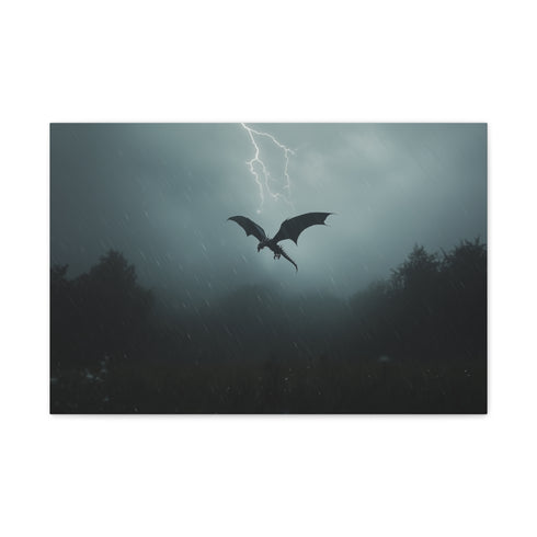 Lightning Dragon Flying Through Storm — Canvas Wall Art — Front Gallery-Wrapped Canvas View