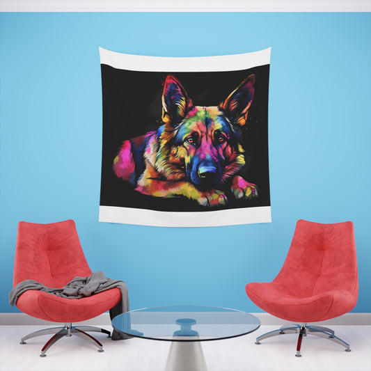 German Shepherd Guardian: A Tapestry of Loyalty and Strength | Wall Tapestry | All Over Print, AOP, Decor, Halloween, Home & Living, Home Decor, Indoor, Spring Essentials, Sublimation, Tapestry | Prints with Passion