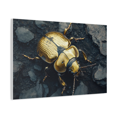 Golden Beetle Crawling on Obsidian Floor — Canvas Wall Art — Product Detail View 6