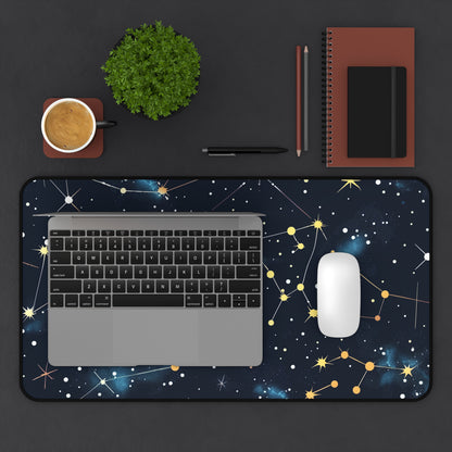 "Starry Night Desk Mat - Elevate workspace with Constellation Stars pattern for stylish celestial touch"