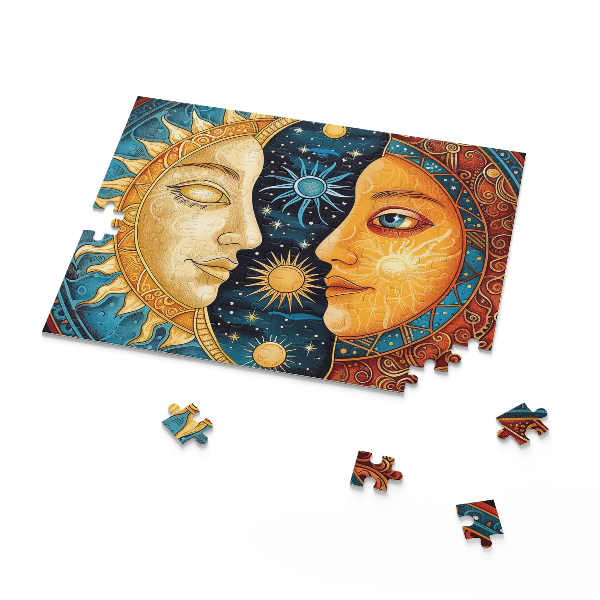 Tranquil sun and moon Mandala jigsaw puzzle for unwinding relaxation