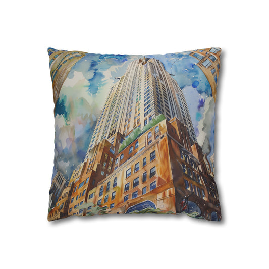 Elegant Art Deco Dreams Pillowcase - Vintage glam meets comfort, featuring iconic Chrysler Building watercolor design. Perfect gift for all seasons. Shop now!